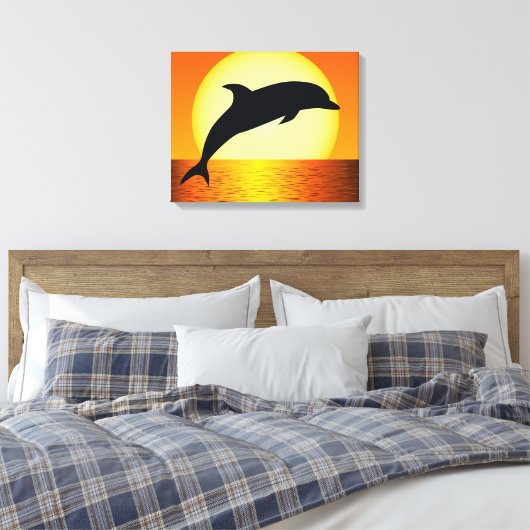 Dolfijn Sunset Afbeelding op Galerij Ingewikkeld C Canvas Afdruk (Insitu (Slaapkamer))