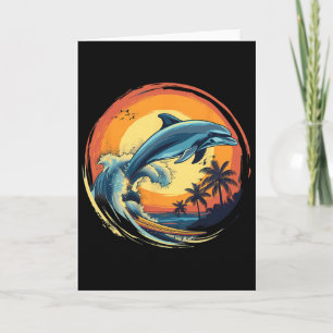 Dolfijn Surfen Zonsondergang Zee Oceaan Dolfijn Ze Kaart