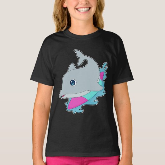 Dolfijn Surfer Surfplank T-shirt (Voorkant)