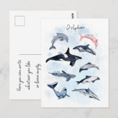 Dolfijn thema feestje kinderen waterkleur tekening briefkaart (Voorkant / Achterkant)