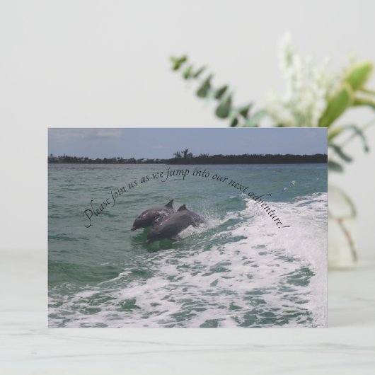 Dolfijn thema huwelijksuitnodiging kaart (Staand voorkant)