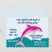 Dolfijn thema verjaardagsfeestje uitnodiging (Voorkant / Achterkant)