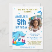 Dolfijn Theme Zee Animal Kids Verjaardagsfoto Kaart (Voorkant)