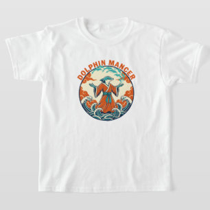 Dolfijn Tovenaar Oceaan Magie Japanse Retro Kunst T-shirt
