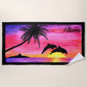 Dolfijn Tropisch Paradijs Gepersonaliseerde Strand Strandlaken (Voorkant)