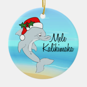Dolfijn Tropische Hawaïaanse Kerstbal Keramisch Ornament