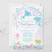 Dolfijn Uitnodiging, Dolfijn onder het Zee Uitnodi Kaart (Voorkant)