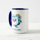 Dolfijn Valentijn Paar Namen Gepersonaliseerd Mok (Voorkant links)