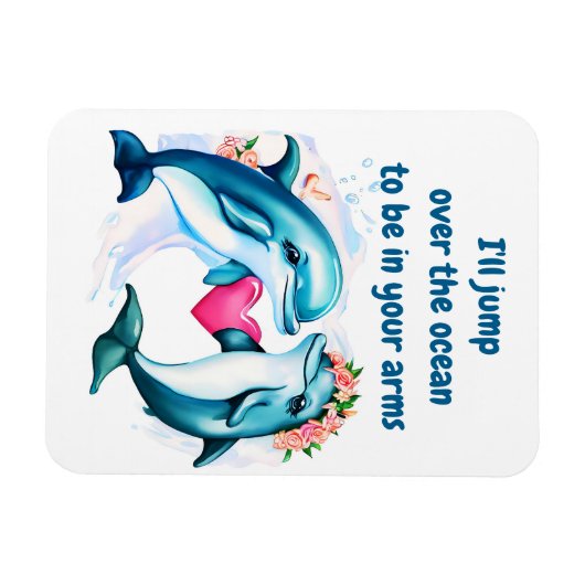 Dolfijn Valentijnsdag Kaart Magneet (Horizontaal)