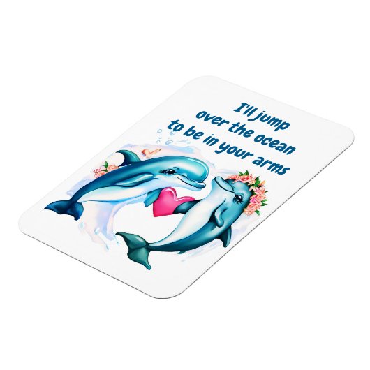 Dolfijn Valentijnsdag Kaart Magneet (Linkerzijde)