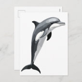Dolfijn Vector Art Illustratie met Zwart Wit Feestdagenkaart (Voorkant / Achterkant)