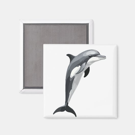 Dolfijn Vector Art Illustratie met Zwart Wit Magneet (Voorkant / Achterkant)