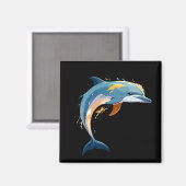 Dolfijn Vector Art met levendige kleuren Magneet (Voorkant / Achterkant)