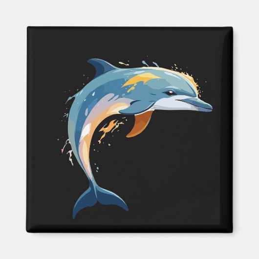 Dolfijn Vector Art met levendige kleuren Magneet (Voorkant)