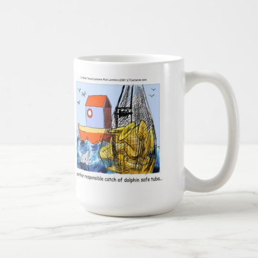 Dolfijn-Veilige Tuba Grappig Koffiemok (Rechts)