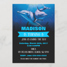 Dolfijn Verjaardag Uitnodiging Pool Party Uitnodig