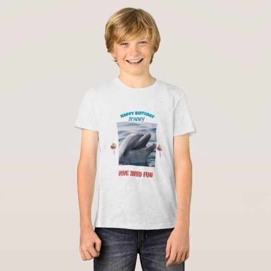 Dolfijn Verjaardagsspetters  Tri-Blend Shirt (Voorkant volledig)