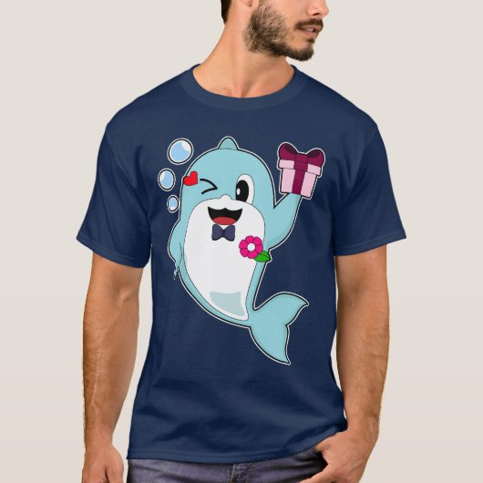 Dolfijn Verzorgde Das Bruiloft T-shirt (Voorkant)