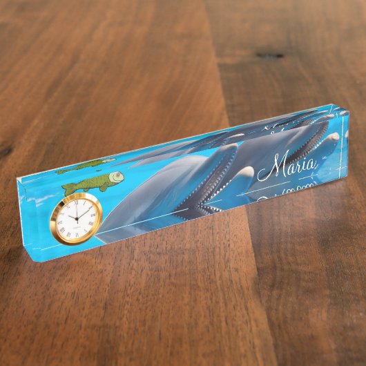 Dolfijn Vis Bureau Naamplaat Naambordje (Zijkant)