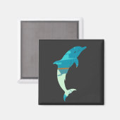 Dolfijn Vis Illustratie Silhouet Stijl Magneet (Voorkant / Achterkant)