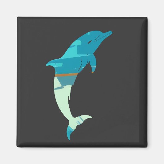 Dolfijn Vis Illustratie Silhouet Stijl Magneet (Voorkant)