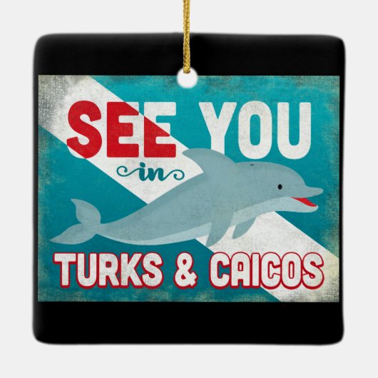 Dolfijn voor Turks- en Caicoseilanden - Retro Vint Keramisch Ornament (Achterkant)
