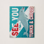 Dolfijn voor Turks- en Caicoseilanden - Retro Vint Legpuzzel (Verticaal)