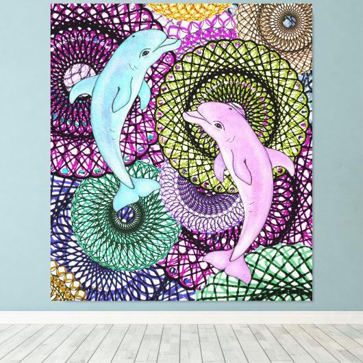 Dolfijn Vreugde Canvas Afdruk (Insitu (Houten vloer))