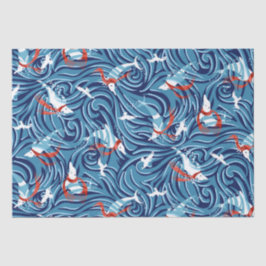 Dolfijn Vreugde Tropische Nautische Kerstmis/Blauw Tissuepapier