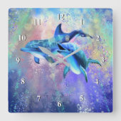 Dolfijn Wandklok Gelukkig Paar (Voorkant)