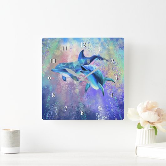Dolfijn Wandklok Gelukkig Paar (Huis)