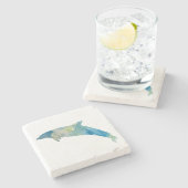 Dolfijn Waterverf Rustiek Strand Decor Stenen Onderzetter (Zijkant)