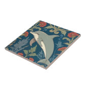 Dolfijn William Morris stijl Nautische bloemen Lin Tegeltje (Zijkant)