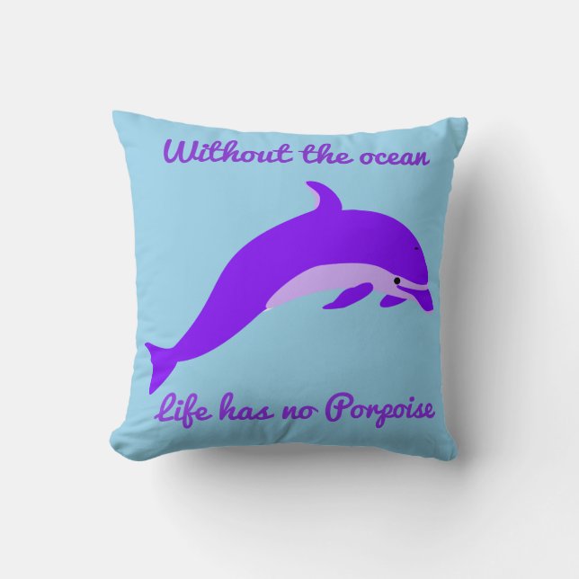 Dolfijn Worp Kussen Turquoise en Paars (Voorkant)