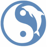 Dolfijn Yin Yang Ornament Fotobeeldje Ornament<br><div class="desc">Yin en Yang zijn twee tegenpolen die samenwerken in balans en harmonie. Het is symbolisch in de Chinese en Koreaanse geschiedenis,  evenals Taekwondo. Dit blauwe vredige zen-symbool heeft een ontwerp voor het uitsnijden van dolfijnen. Het Dolphin Yin Yang Ornament is een uniek cadeau idee.</div>