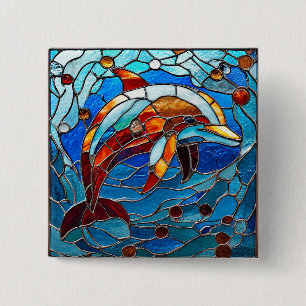 Dolfijn Zee Dier Cadeau voor Oceaanliefhebbers Vierkante Button 5,1 Cm