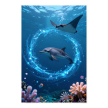 Dolfijn Zee Poster – Magische Oceaan Esthetische M