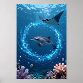 Dolfijn Zee Poster – Magische Oceaan Esthetische M