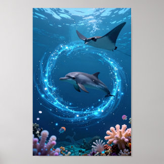 Dolfijn Zee Poster – Magische Oceaan Esthetische M