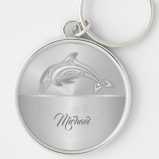 Dolfijn Zilveren Monogram Sleutelhanger (Voorkant)