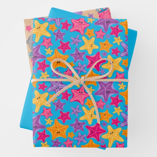 Dolfijn Zomer Kinder Blauw Inpakpapier Set (In situ)