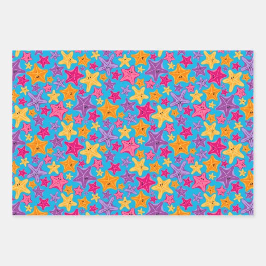 Dolfijn Zomer Kinder Blauw Inpakpapier Set (Voorkant)