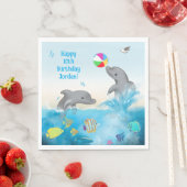 Dolfijn Zomer Kinder Blauwe Verjaardag Papier Serv Servet (Insitu)