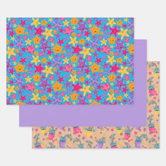 Dolfijn Zomer Kinder Paarse Wrapping Paper Set (Set)