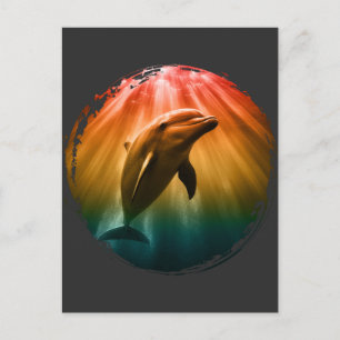 dolfijn zomer zee oceaan zonsondergang briefkaart