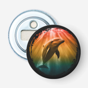 dolfijn zomer zee oceaan zonsondergang button flesopener