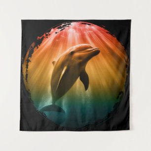 dolfijn zomer zee oceaan zonsondergang wandkleed