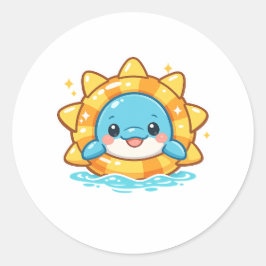 Dolfijn Zon Ring Ronde Sticker