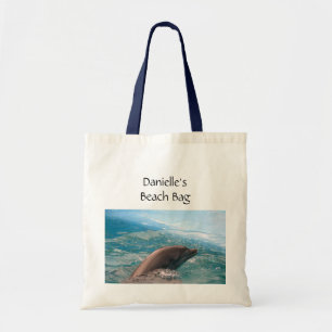 Dolfijn zwemmen in Blue Ocean Water Custom Name Tote Bag