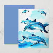Dolfijn Zwemmen Platte Note Kaart Notitiekaartje (Voorkant / Achterkant)
